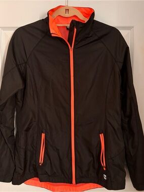 Hind Black Running Jacket with Neon Orange Trim